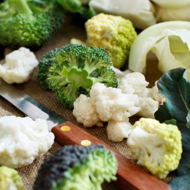 Fresh raw cauliflower and broccoli clipart