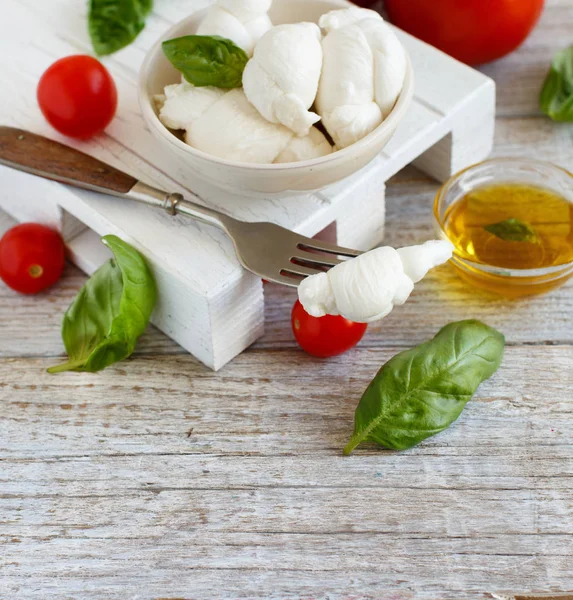 İtalyan peynir mozzarella nodini domates ve otlar ile 