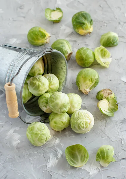 Brussels sprouts  in a bucket — Stock Photo, Image