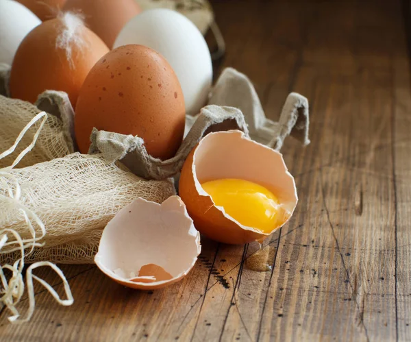 Сhicken eggs in a box — Stock Photo, Image