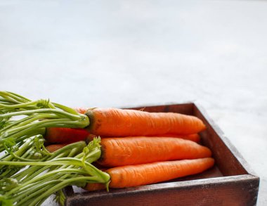 Taze çiğ havuç yaprakları ile