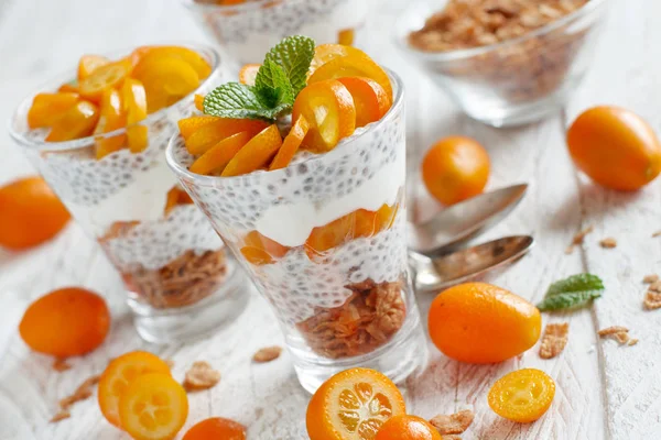 Chia pudink parfait s kumquat — Stock fotografie
