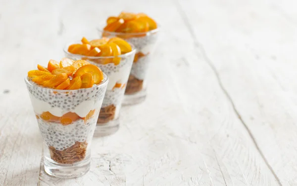 Chia pudding parfait with kumquat — Stock Photo, Image