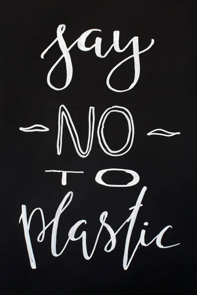 Kleine Tafel Mit Say Neo Plastic Schriftzug Großaufnahme — Stockfoto