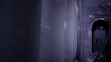 boynuzlu cadı hayalet kale kalıntıları yürür. Halloween korku