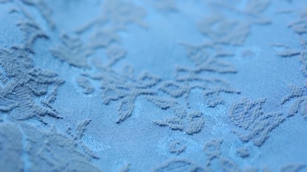 Blue Wavy Aquamarine Fabric Texture Background Close-up — Stock Video