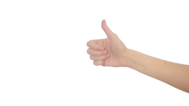 Mão isolada sobre fundo branco. gestos de mão — Vídeo de Stock