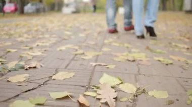 Çift düşüş kalma. erkek ve kadın ayakları. insanlar yollara