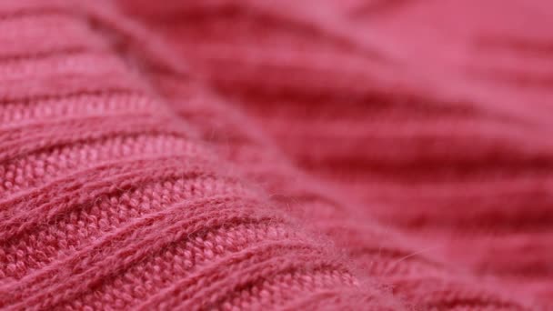 Red woolen worsted sweater pattern. can use as background. — Stock Video