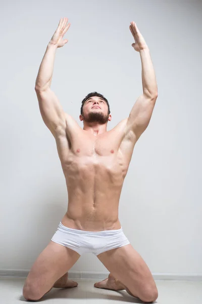 Sexy very muscular male model in underwear — Stock Photo, Image