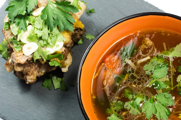 Sopa de frutos do mar quente e azedo , — Fotografia de Stock