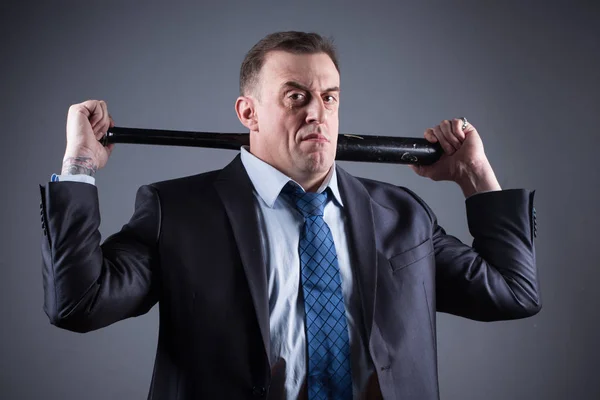 Male gangster with baseball bat — Stock Photo, Image