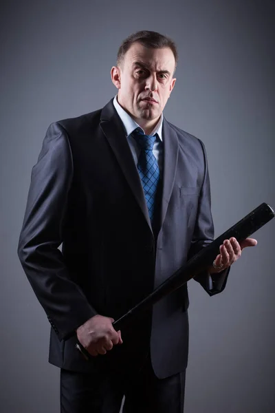 Male gangster with baseball bat — Stock Photo, Image