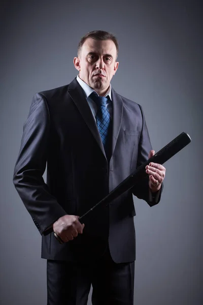 Male gangster with baseball bat — Stock Photo, Image