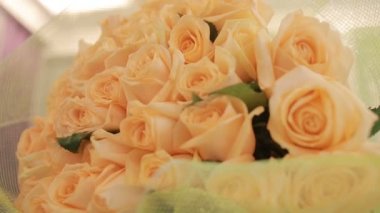 nazik büyük Şeftali güller, buket yakın çekim