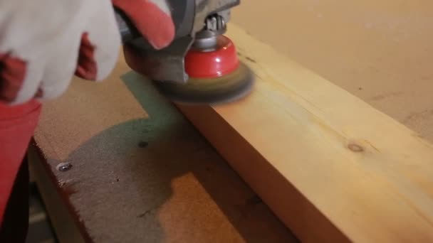 木匠研磨机的研磨板。特写 — 图库视频影像