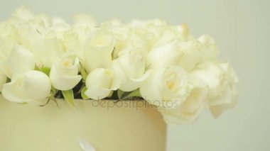 beyaz gül, parlak renkli buket yakın çekim