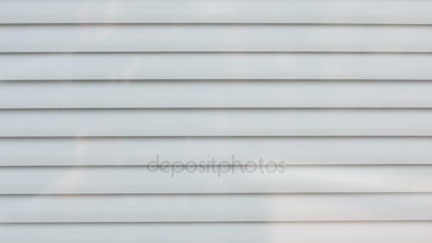 Woman looking out the window through the blinds to the street, spying. suspected — Stock Video