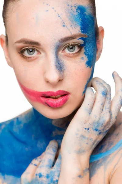 Krásná žena. make-up barevné malování malování, — Stock fotografie