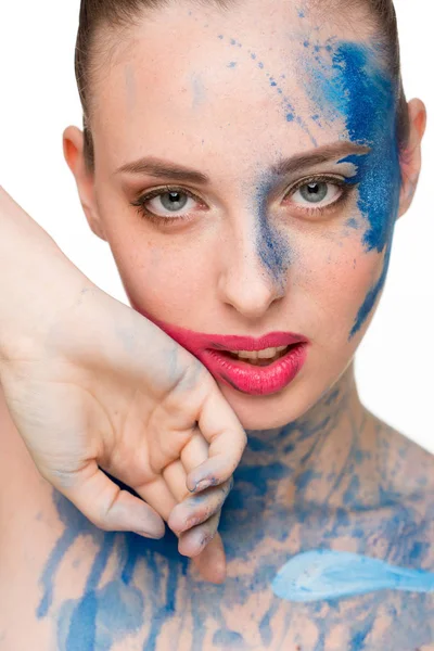 Uma mulher linda. pintura a cores maquilhagem , — Fotografia de Stock