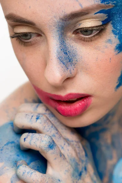 Uma mulher linda. pintura a cores maquilhagem , — Fotografia de Stock