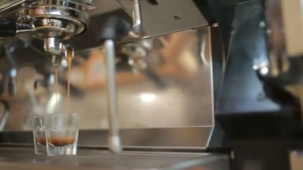 Баріста готує кави в кафе бар, кавових зерен — стокове відео