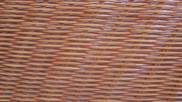 Decorative wicker furniture from rattan closeup, texture, background — Stock Video