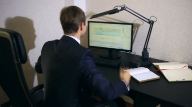İşadamı Döviz Alım Satım, zamanında değişimler bilgisayar monitörü seyir izler