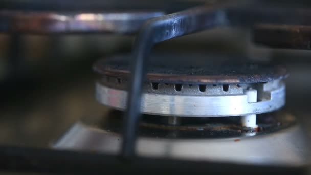 The igniting flame of the gas stove. close-up — Stock Footage The igniting flame of the gas stove. close-up Stock Video