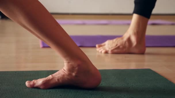Prática de ioga em grupo no estúdio de fitness. Aula de ioga . — Vídeo de Stock