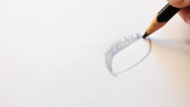 Artistas desenhar um lápis humano com um lápis de madeira. 4k, câmera lenta, close-up — Vídeo de Stock