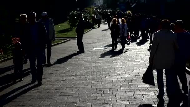 Multidão anónima de pessoas a andar na rua. 4k câmera lenta — Vídeo de Stock