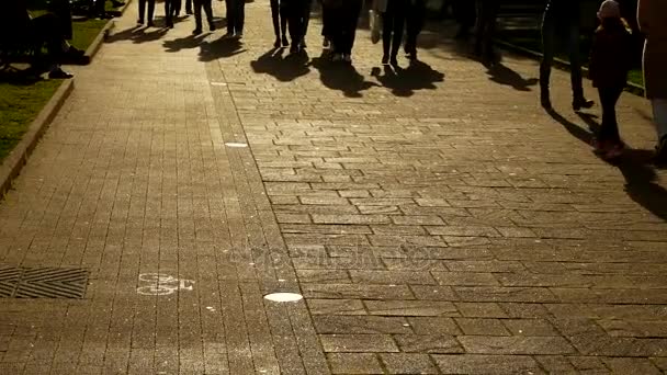 Multitud anónima de personas caminando por la calle. 4k cámara lenta — Vídeos de Stock