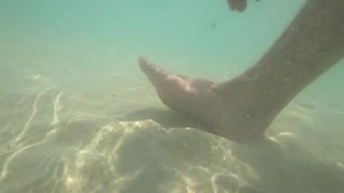 insan ayakları, mercan, denizde Yüzme sırasında hakkında kesin. 4, ağır çekim