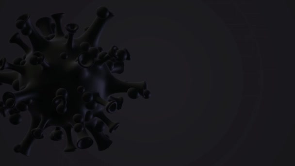 Siyah Virüs Koyu Coronavirüs Boyutlu Animasyonu — Stok video