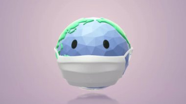 Gece Arkaplanında Ameliyat Yüzü Maskesiyle Dünya Salgını. Dünya Koronavirüs Salgını.