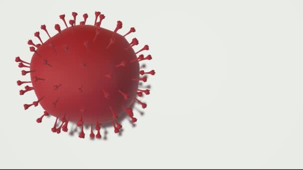 背景に赤いCovidウイルス コロナウイルスの3Dアニメーション — ストック動画