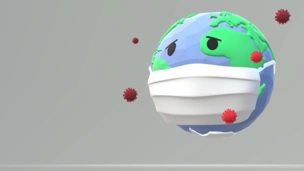 Dünya Gezegeni Salgını Gece Arkaplanda Ameliyat Yüzü Maskesi Dünya Koronavirüs — Stok video