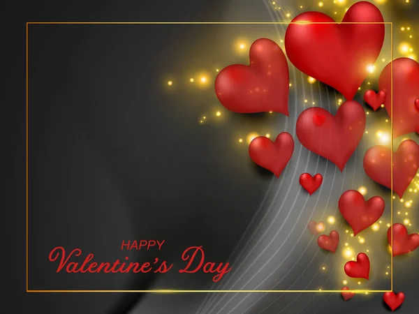 Joyeux Saint Valentin Éléments Conception Romantique Coeurs Réalistes Rouges Dans — Image vectorielle