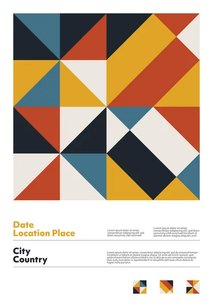 Templat Desain Poster Geometrik - Stok Vektor