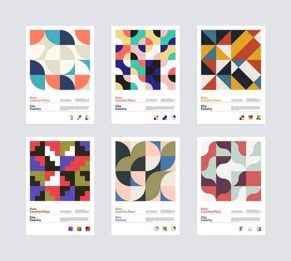 Geometrische Vector Poster Ontwerp Sjabloon Set — Stockvector