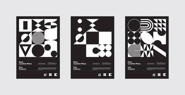 Swiss Design Style Vector Posters Set — Stock Vector