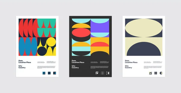 Schweizer Design Stil Vektor Poster Set — Stockvektor