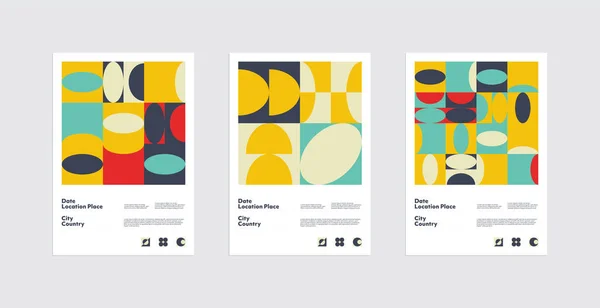 Schweizer Design Stil Vektor Poster Set — Stockvektor