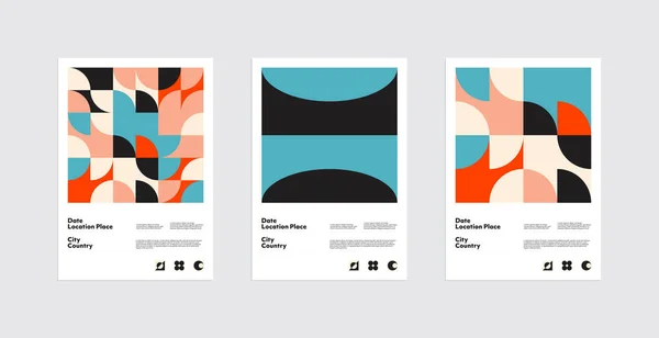スイスのデザインスタイルベクトルポスターセット — ストックベクタ