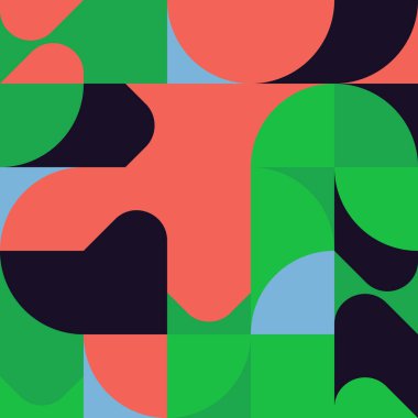 Trendy background with simple shapes. Colorful geometric pattern in eco friendly color palette. Great for a poster design, fabric print, wallpaper, wrapping paper.
