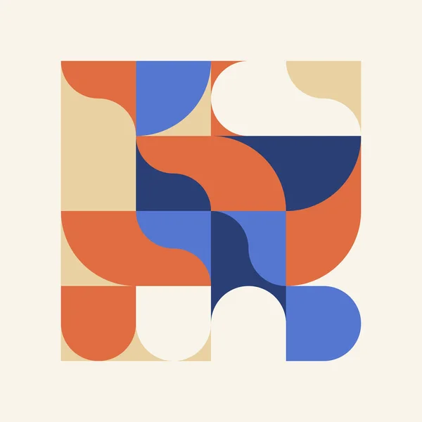 Midden Eeuwse Geometrische Abstracte Patroon Met Eenvoudige Vormen Mooie Kleurenpalet — Stockvector