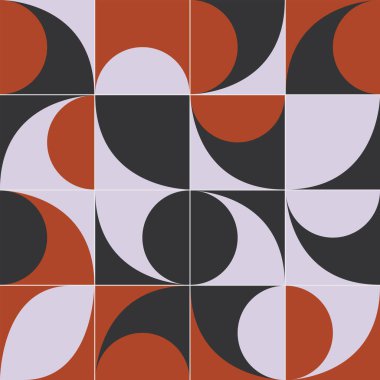 Basit şekilleri ve güzel renk paleti olan yüzyılın ortası geometrik soyut deseni. Basit geometrik desen kompozisyonu, web tasarımında en iyi kullanım alanı, kartvizit, davetiye, poster, tekstil baskısı.