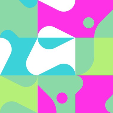 Basit geometrik soyut vektör deseni, basit şekil ve parlak neon renklerle. Geometrik grafik kompozisyonu, web tasarımı, kartvizit, davetiye, poster, tekstil baskısı, arkaplan.