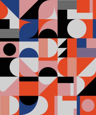 Neo Modernizm, soyut vektör geometrik şekil ve formlarla yapılmış. Basit form cesur grafik tasarımı, web sanatı, davetiye kartları, posterler, baskılar, tekstil, arka plan için kullanışlı.